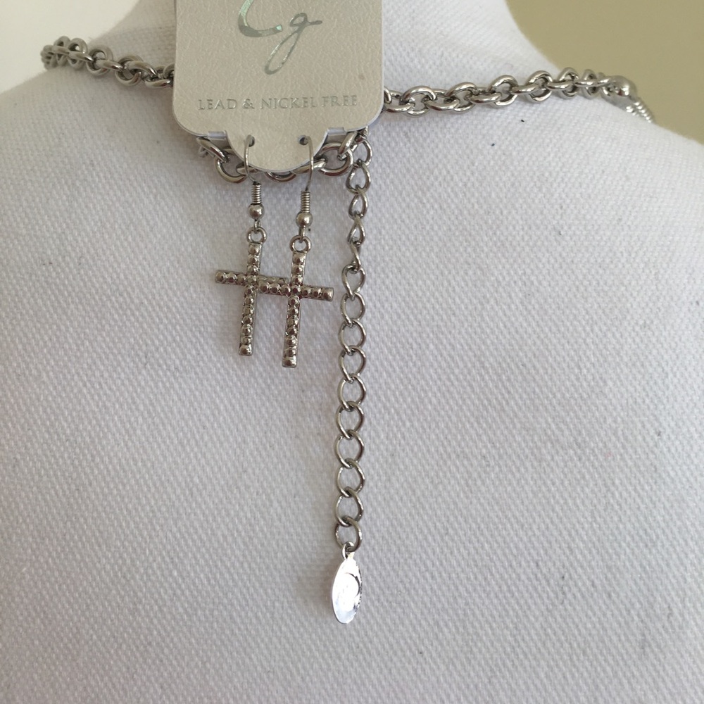 NWT Multi Cross Adjustable Necklace with Earrings - Picture 4 of 8
